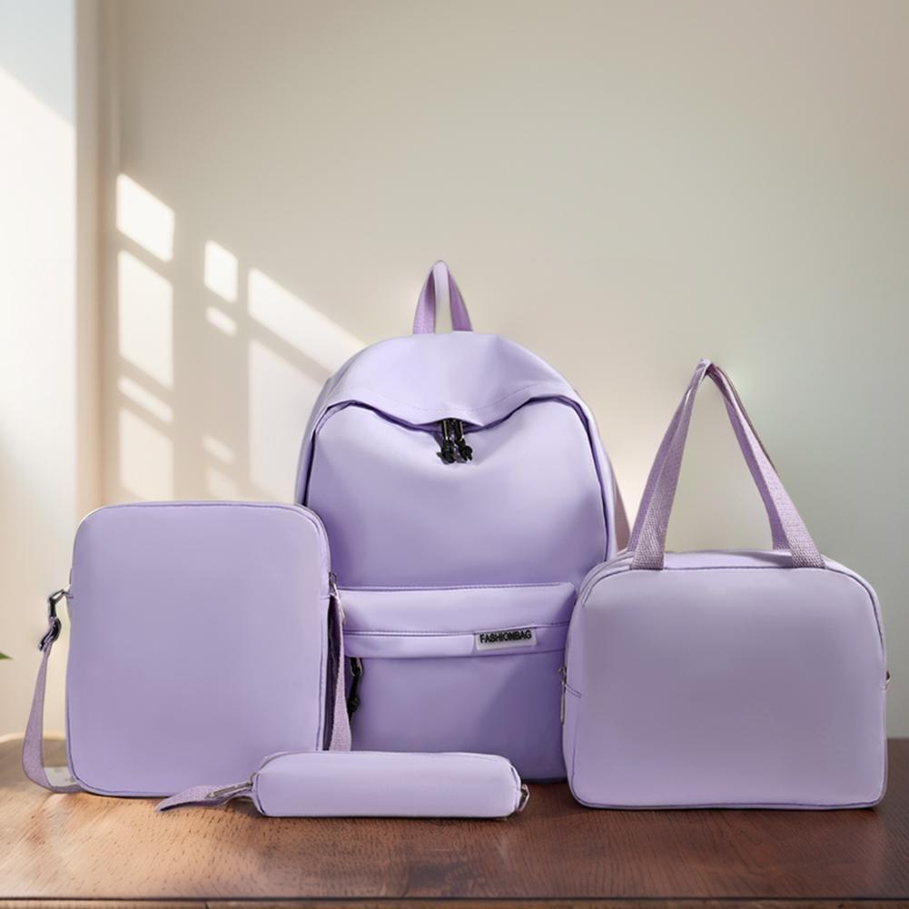 

Набір рюкзаків із 4 предметів, набір шкільних рюкзаків, водонепроникна однотонна сумка для обіду, легка модна сумка через плече фіолетовий
