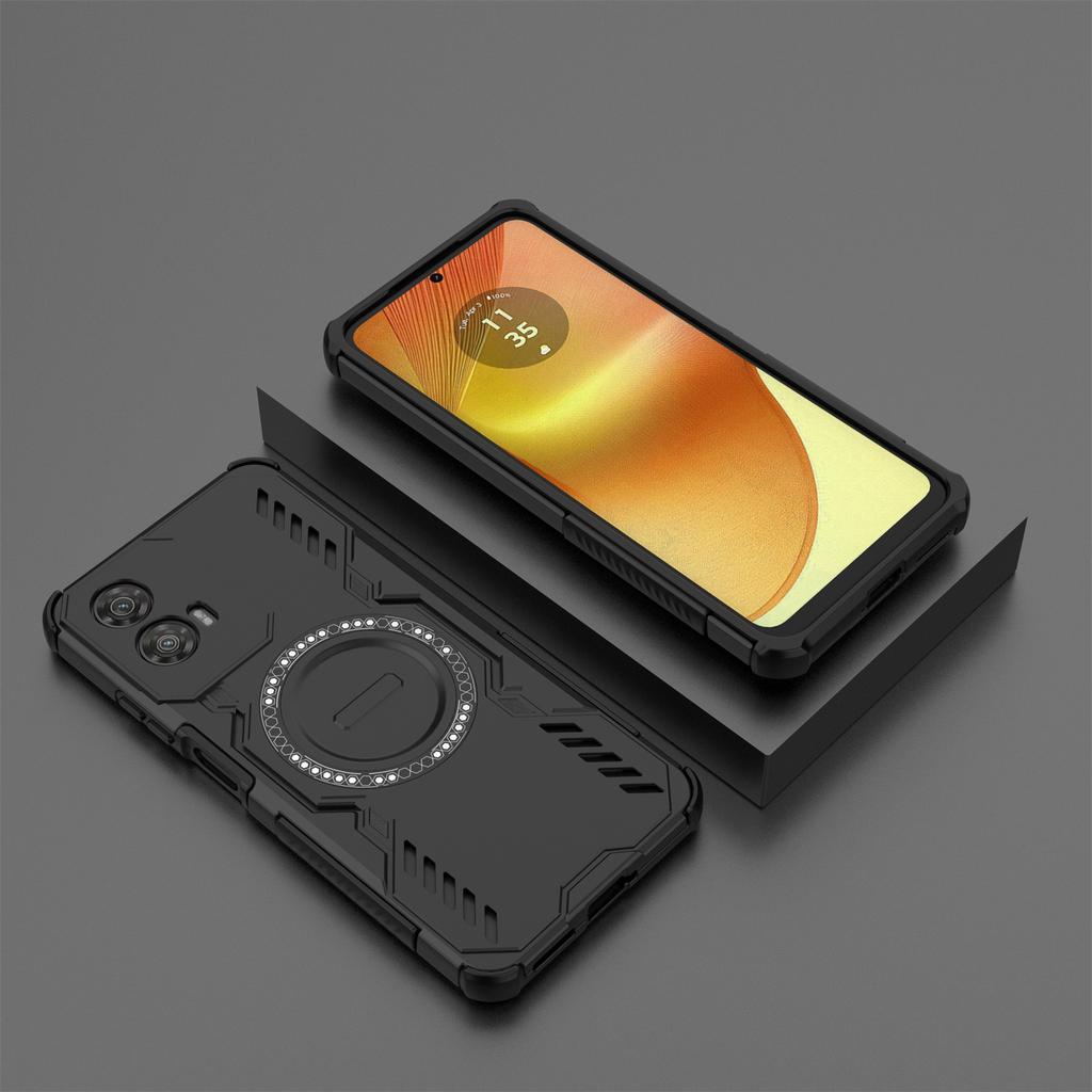 For Motorola Moto G34 5G Magnetic Case Butterfly Armor Hollow Heat Dissipation PC+TPU Phone Cover