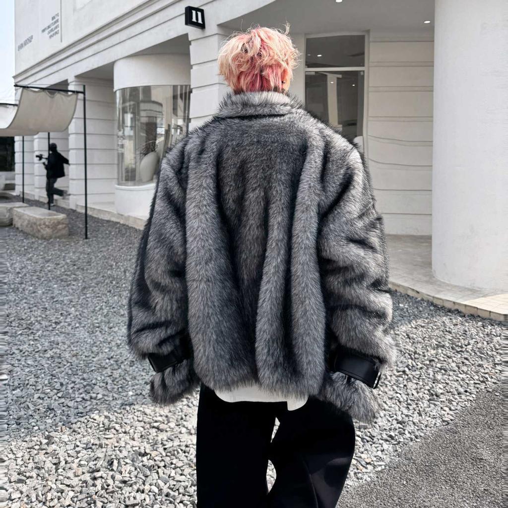 Faux Fox Fur Coat for Men - Oversized Thickened Winter Warm Outerwear