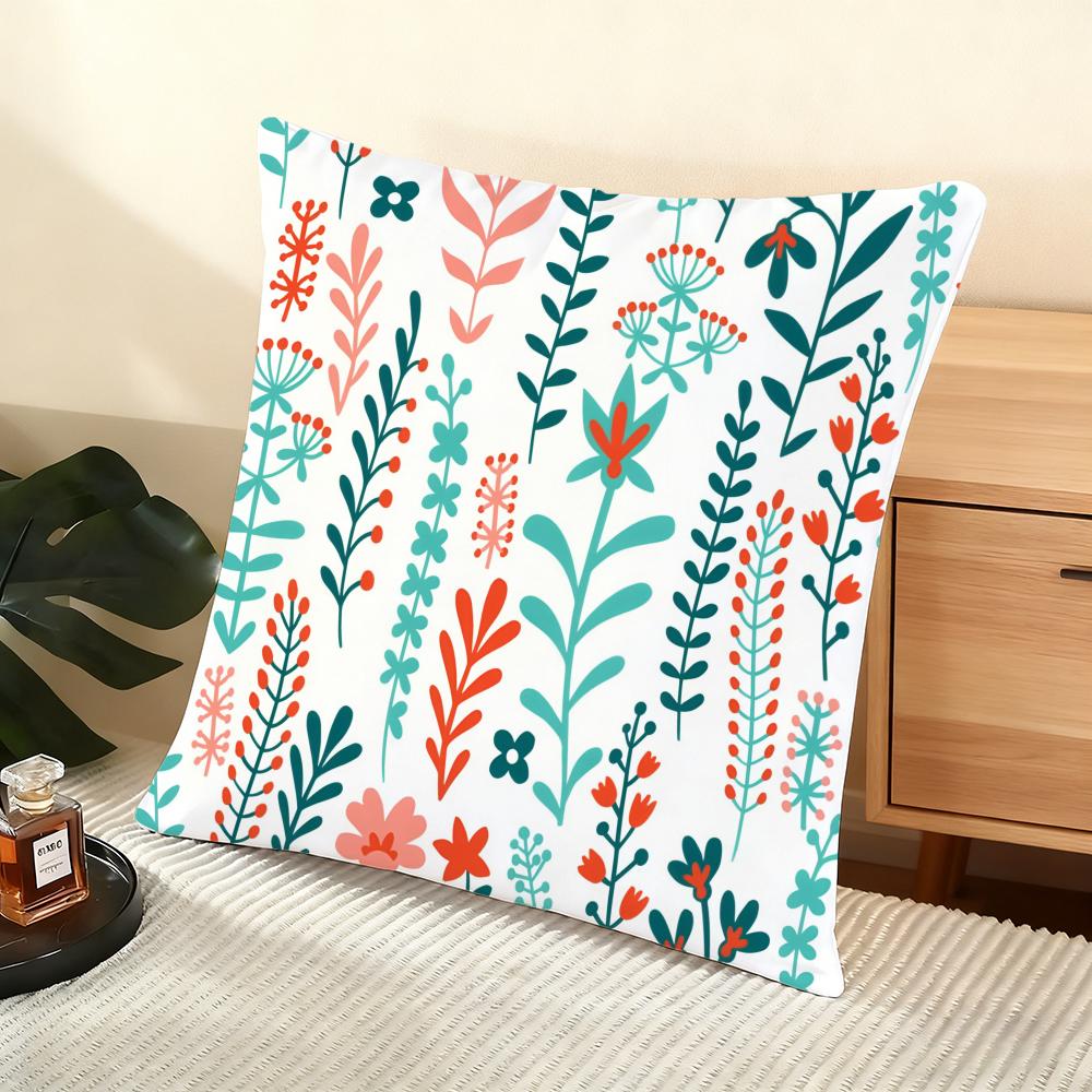 Boho Wildflowers Pattern Cushion Cover Soft Short Plush Pillow Cover Smooth Cozy Texture Aesthetic Cushion Case Home Decor