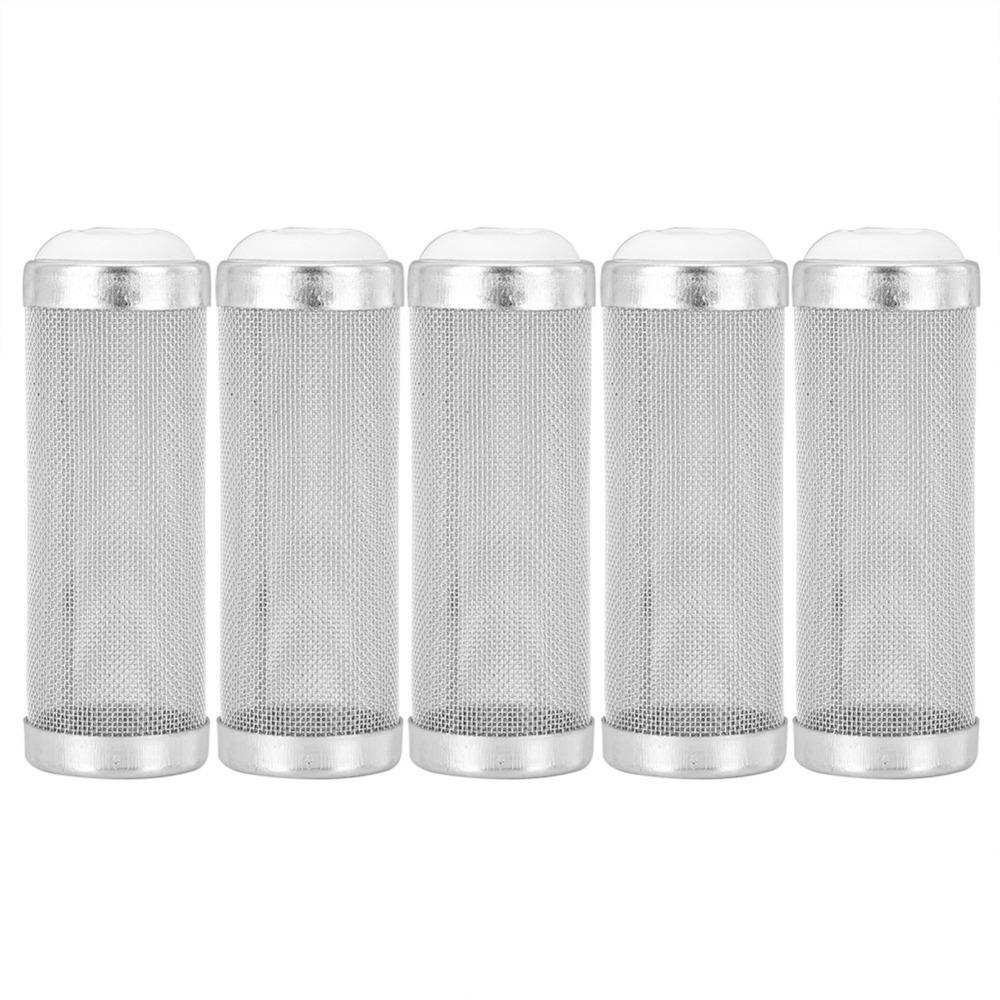 

5PCS Set Stainless Steel Aquarium Filter Inflow 16mm 12mm Shrimp Protecting Filter Silver Metal Construction Inlet Mesh Basket