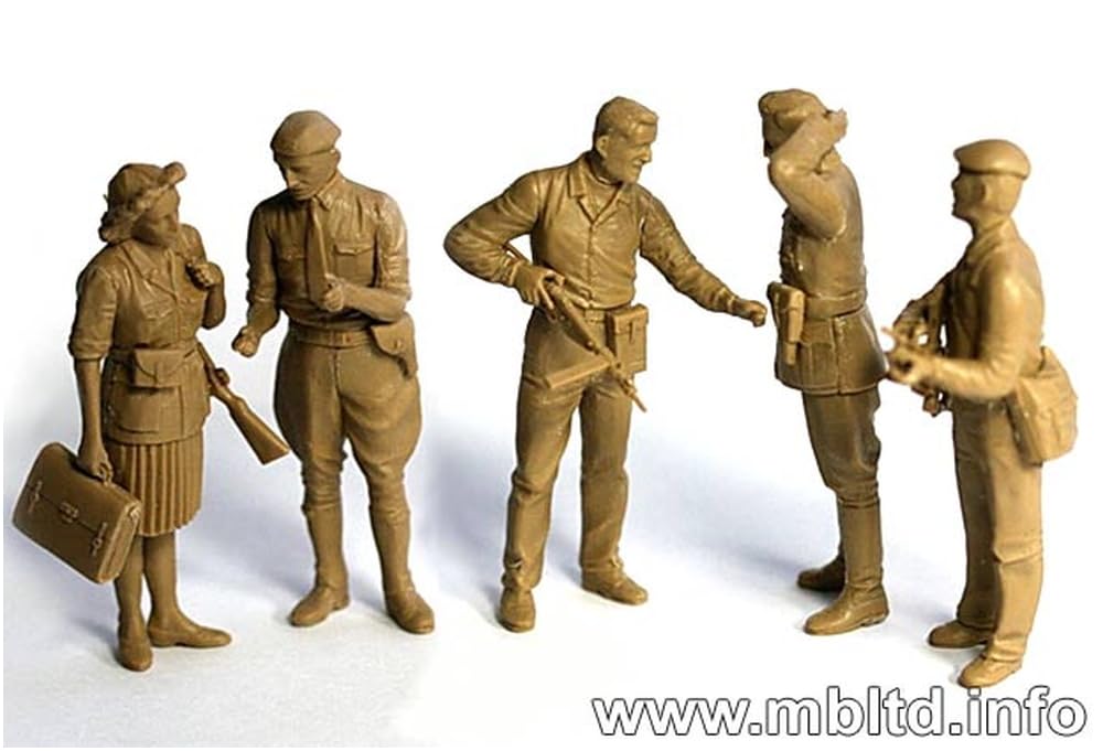 Master Box 1/35 Scale Plastic Model Kit: French Resistance and German Officer Prisoners of War, 1944, Set of 5 (MB35051)