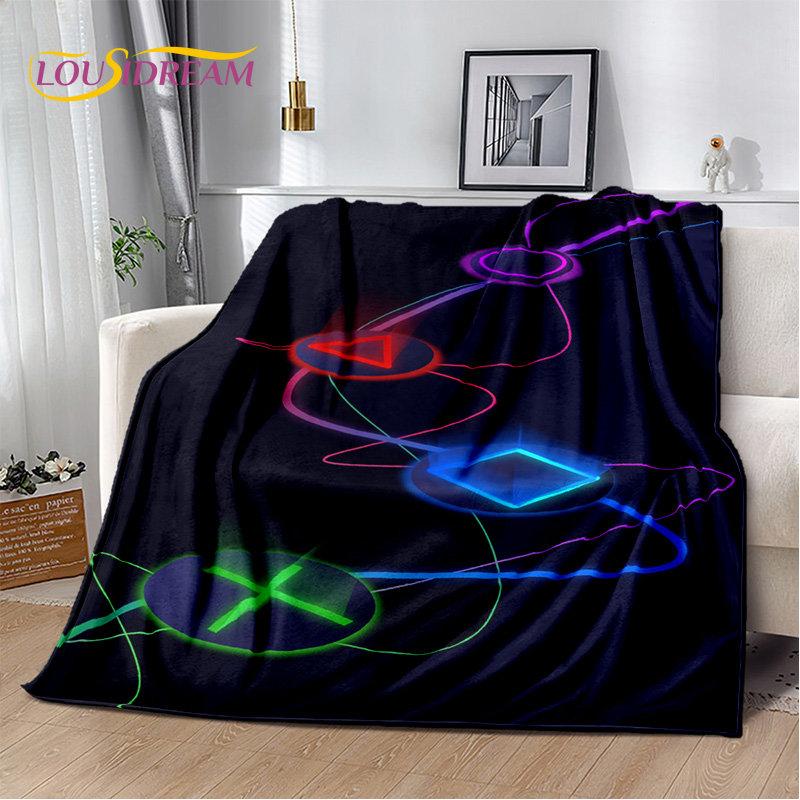 Cartoon-Gamer-Gamepad-Game-Over-weiche Plüschdecke, Flanelldecke, Überwurf, Deckenbezug für Wohnzimmer, Schlafzimmer, Betten, Sofa, Picknick