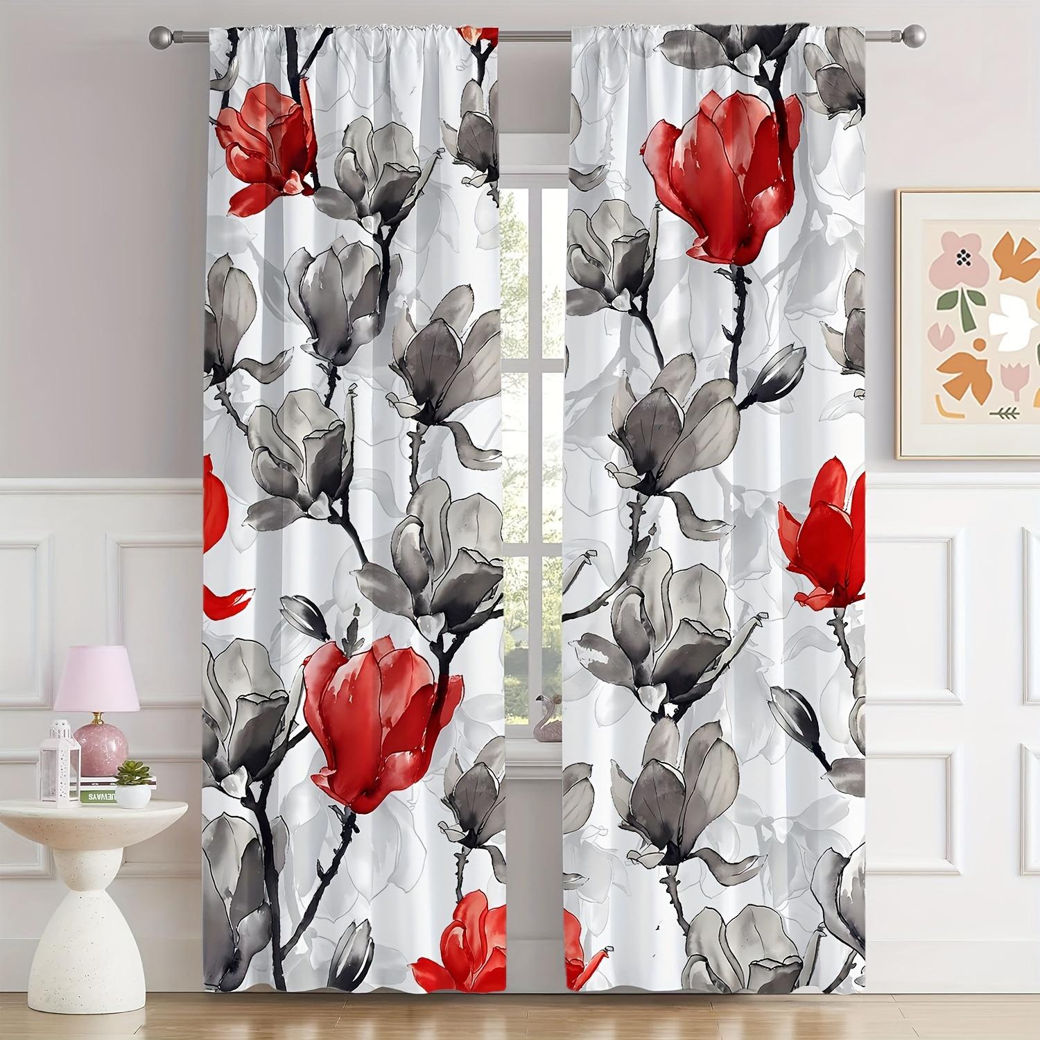 

2 шт. Акварельні ботанічні кухонні штори - Барвистий дизайн листя для вітальні, спальні та кухні, домашній декор W50X130H(cm)x2Pcs&Hook