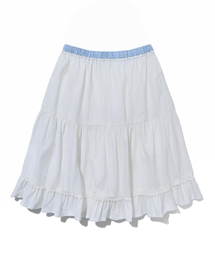 Yuhee Tiered Lace Midi Skirt_White