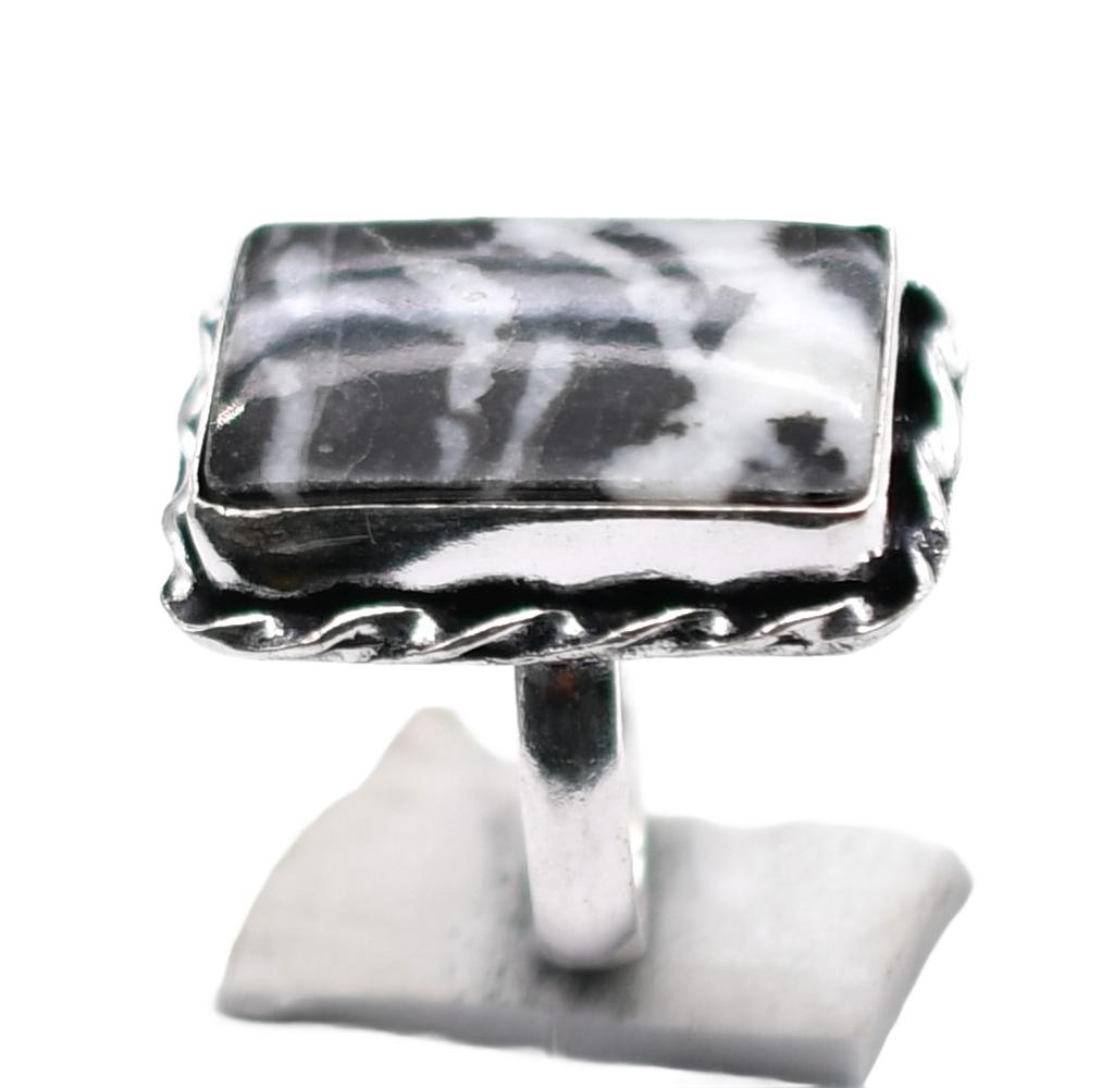 White Buffalo Natural Gemstone Silver Plated Ring US Size-6.75 R 5333