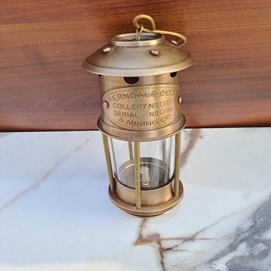 Brass Miner Oil Lantern 17.78 Cm Nautical Maritime Home Office Decor Tabletop Shelf Decoration Living Rooms, Studies Thoughtful Gift