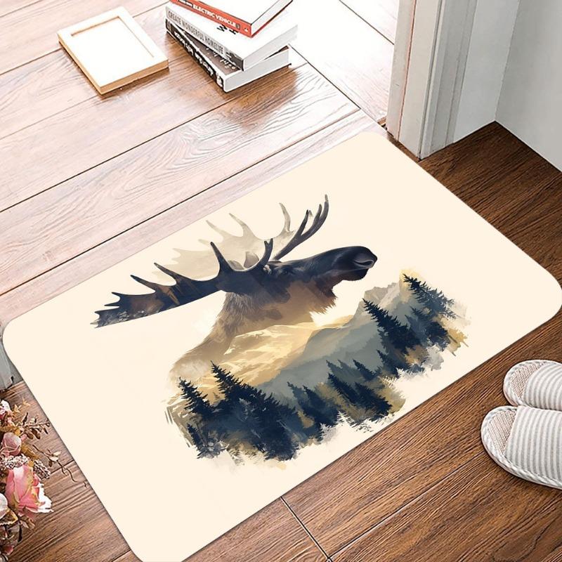 Deer Pattern Non-Slip Waterproof Doormat Easy Clean Entrance Floor Mat Home Decor Durable Minimalism So Fashion and Beautiful