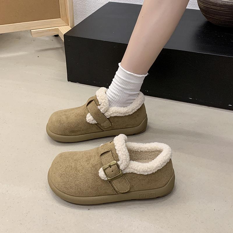 Women's Plus Size Soft-Sole Height-Enhancing Warm Winter Fur-Lined Ski Boots with Plush Lining Short Boots for Outdoor Sports and Cotton Boots