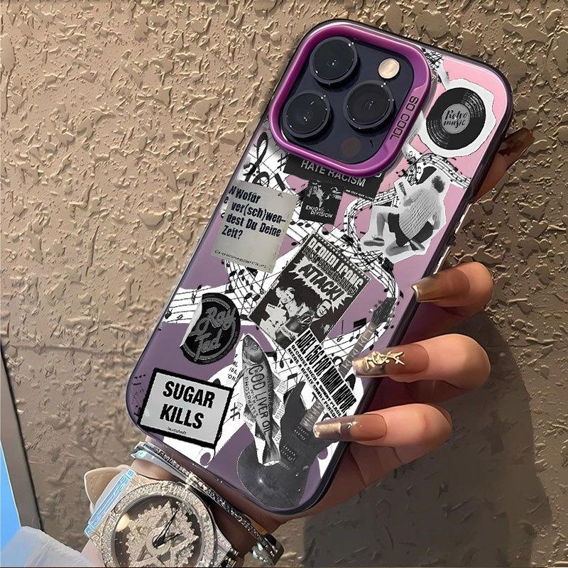 Guitar Newspaper Pattern Creative European Style Shockproof Hard Phone Case For Apple Iphone