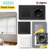BSEED Zigbee Shutter Switch With Wall Sockets Wall Smart Click Switches Yellow Backlight Plastic Frame Tuya APP Roller Switch EU