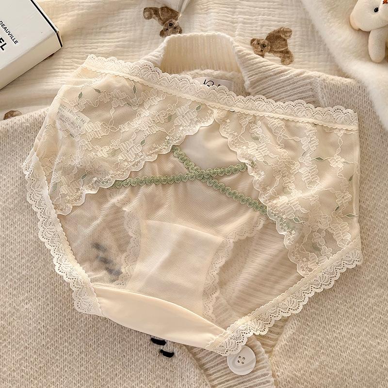 Ladies Summer Thin Style Pure Desire Lace Sexy Hollow Waist Pure Cotton Extension Crotch Triangle Briefs