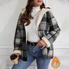 Women's Winter Plaid Hooded Jacket with Warm Plush Lining, Full-Zip Closure and Long Sleeves for Casual Daily Wear