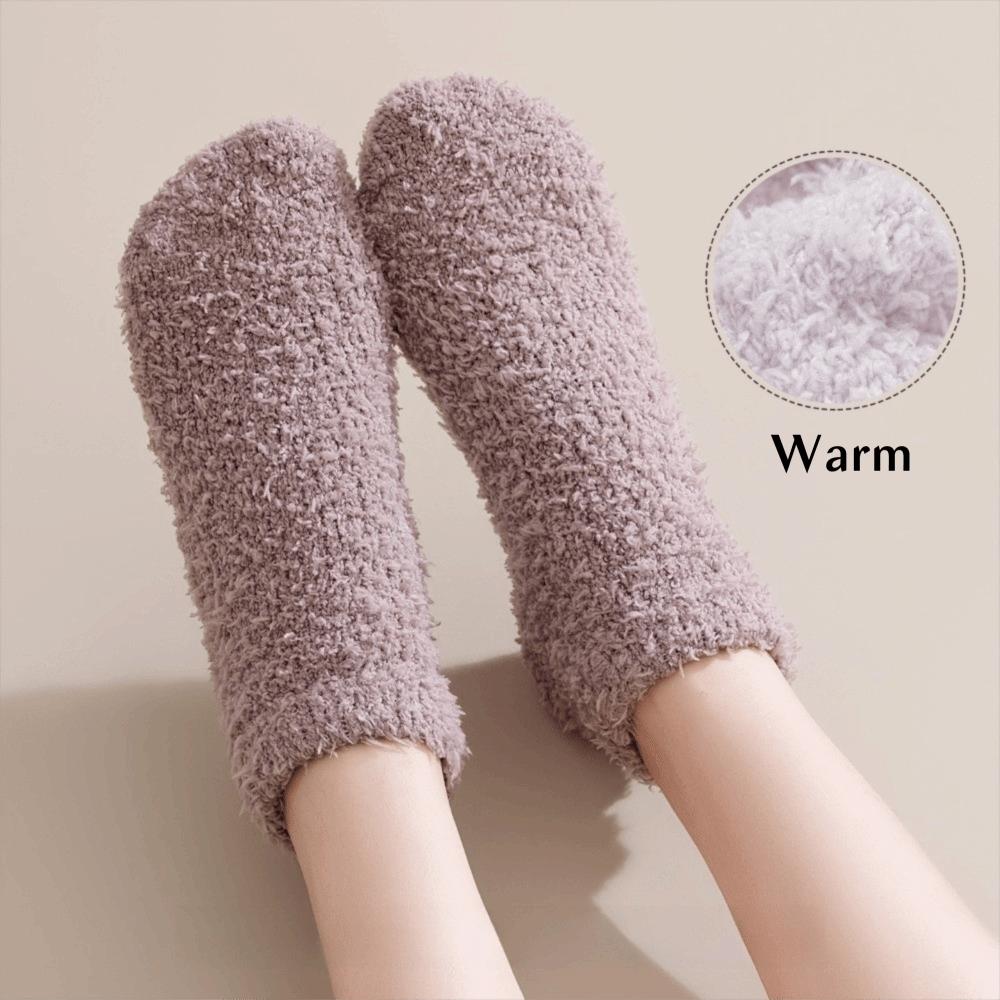 Silicone Grip Floor Socks Non-Slip Tube Socks Cozy Coral Fleece Socks  Autumn Winter Home Wear