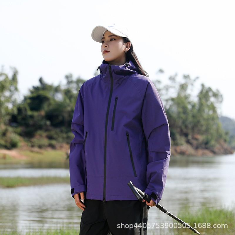 Outdoor Windproof Jacket Hiking Camping Couple Breathable Wear-resistant Hooded Coat