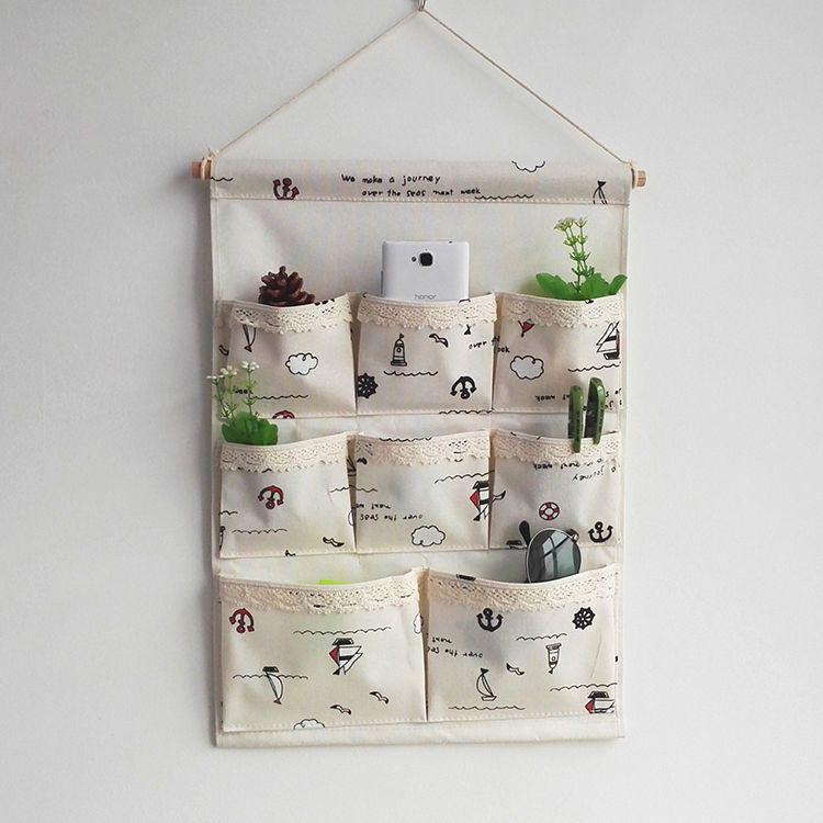 Multi-layer Fabric Hanging Storage Bag for Dormitory and Wardrobe Door, Wall-Mounted Phone Organizer