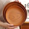 Kitchen Accessories Plastic Wood-Grain Round Tray Imitation Wood Multi-Purpose Serving Plate Dinner Plates Tea Coffee