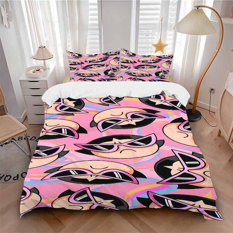 

3pcs bedding set Powerpuff Girls Includes 1 Comforter+2 Pillowcases, Without Pillow Inserts, Soft Comfortable, Lightweight Breathable,220 135x200cm