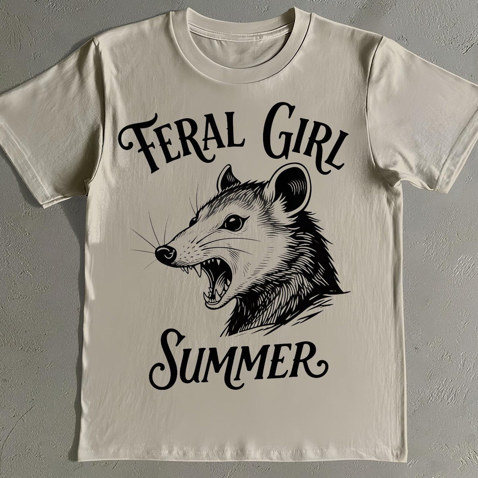 Feral Girl Summer Opossum Shirt - Funny Screaming Possum T-Shirt 3XL