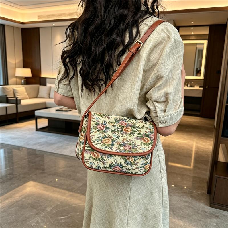Women's Vintage Floral Crossbody Bag Retro Shoulder Handbag Casual Flap Purse for Ladies Fashion Tote Bag 2026