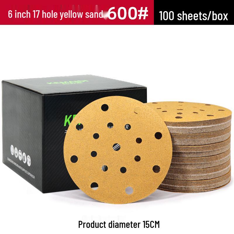 6-inch Yellow Flocking Sandpaper Disc for Polishing and Grinding (17 Pieces)