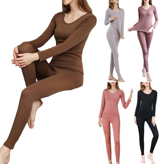 Unterwäsche Pullover Hosen Trendy Dicke Einfarbig Winter Herbst Doppel Schicht Top Hosen Frauen Zubehör