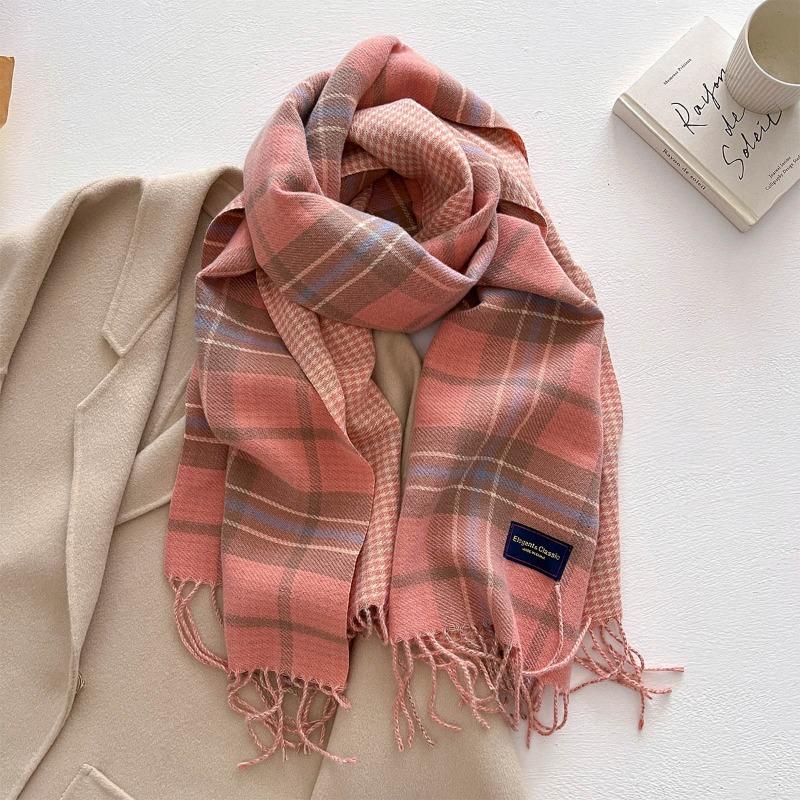 Autumn and winter new versatile scarf women's thickened woven thick beard fringed warm scarf imitation cashmere shawl
