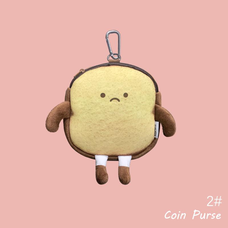 Market-6 Schattige cartoon brood toast pluche schoudertas portemonnee kaarthouder dames casual schattige cartoon handtas opbergtas crossbody tas