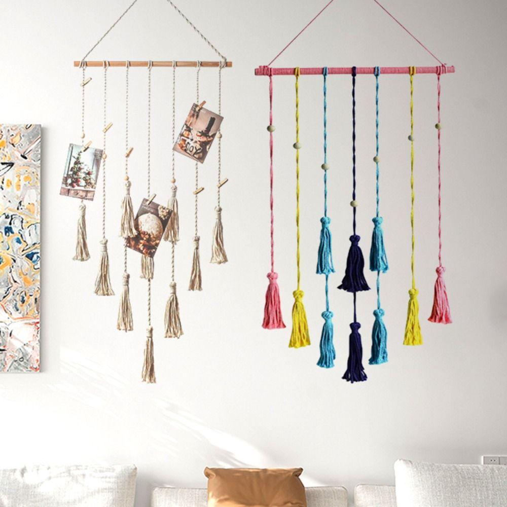 Cotton Rope Woven Tapestry With Tassel Wall Hanging Pendant Craft Hair Clip Pendant  Living Room