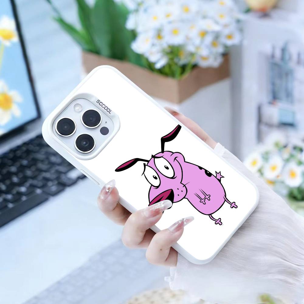 Courages Cowardly Dog Phone Case For IPhone 16 17 15 14 12 13 Pro Max white Color Shockproof Cover