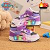 Paw Patrol Kids' Warm High-Top Shoes with Flashing Lights - Winter 2025 Trendy Velvet-Lined Sneakers