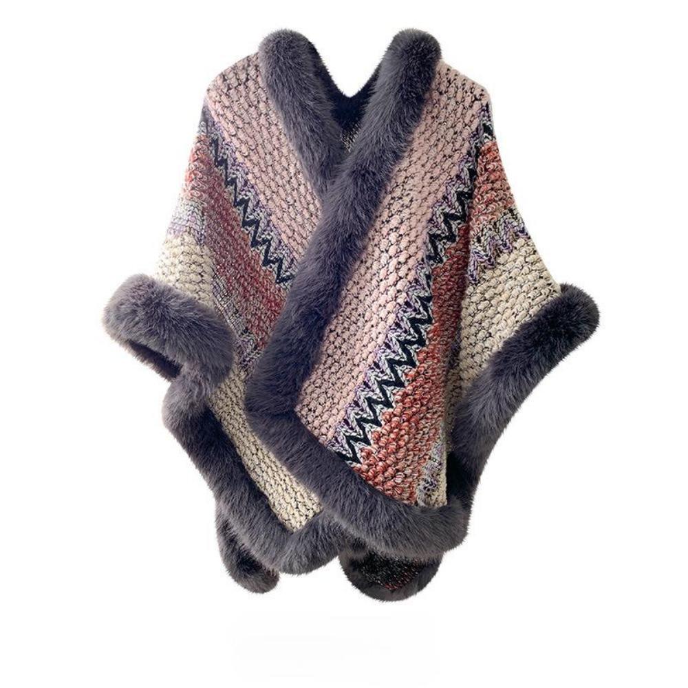 

Этнический стиль большой меховой воротник шаль с женской дорожной одеждой осень и зима теплая вязаная куртка накидка шаль прилив