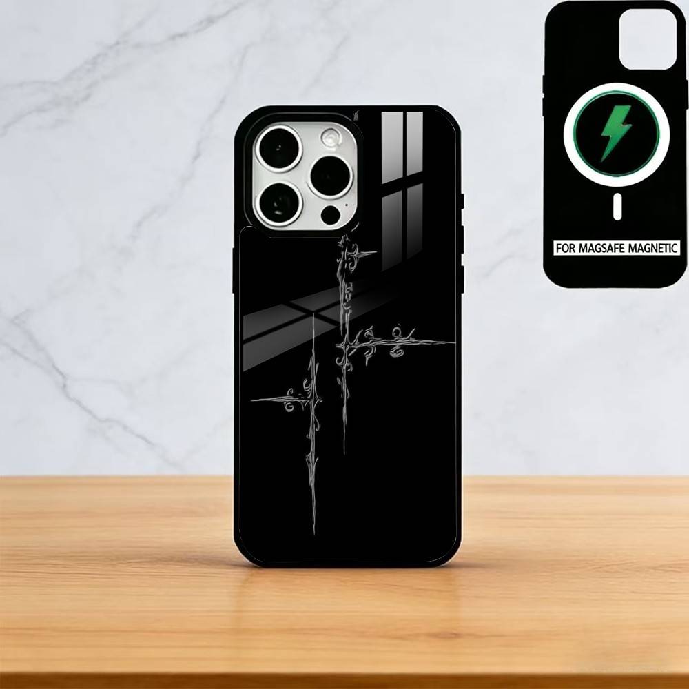 Cyber Sigil Cross Phone Case For iPhone17,16,15,14,13,12,11 Plus,Pro Magnetic For Magsafe Wireless Charging