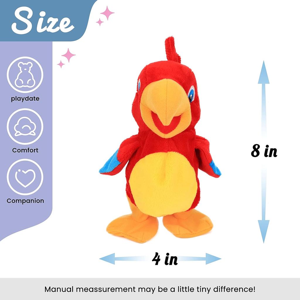 Hopearl Talking Parrot Repeated Said Running Electric Interactive Animated Toy Talking Plush Toy Birthday Party for Toddlers Birthday, 20 cm