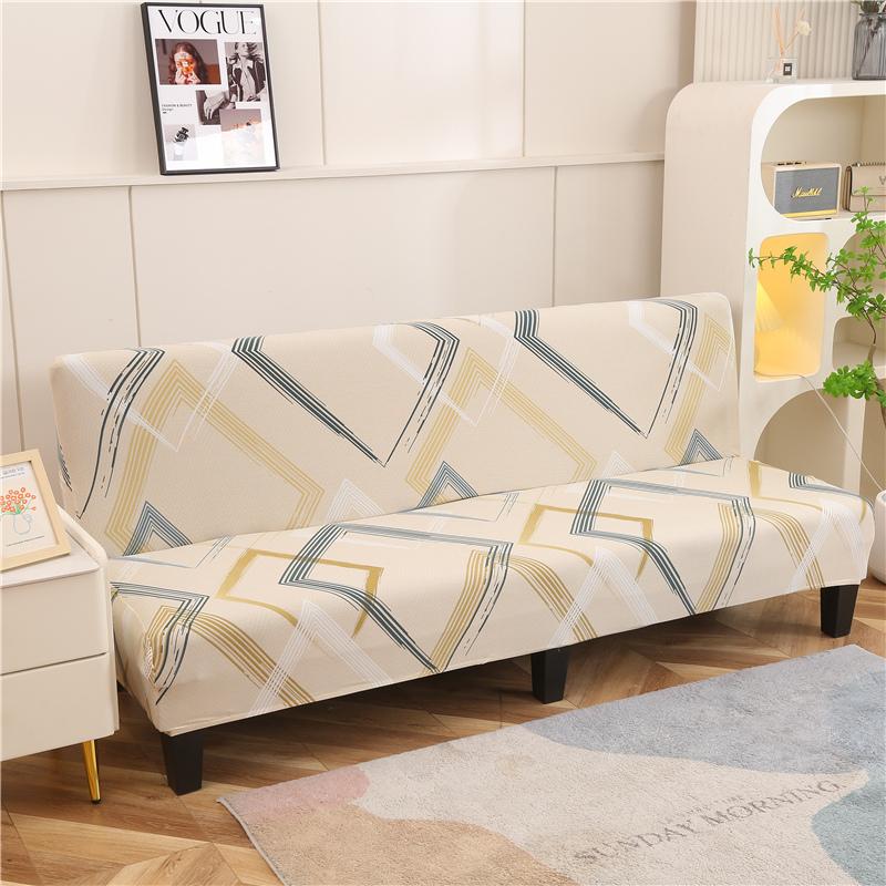 Stretch Futon Slipcover Armless Sofa Cover Furniture Protector Without Armrests Slipcover Soft with Elastic Bottom for Kids