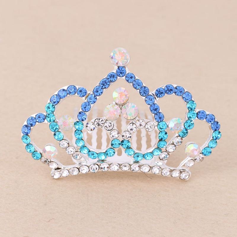 Korean-Style Rhinestone Kids' Crown Hair Comb - Cute Tiara Hair Clip for Girls, Sparkly Headpiece Perfect for Dance Performances