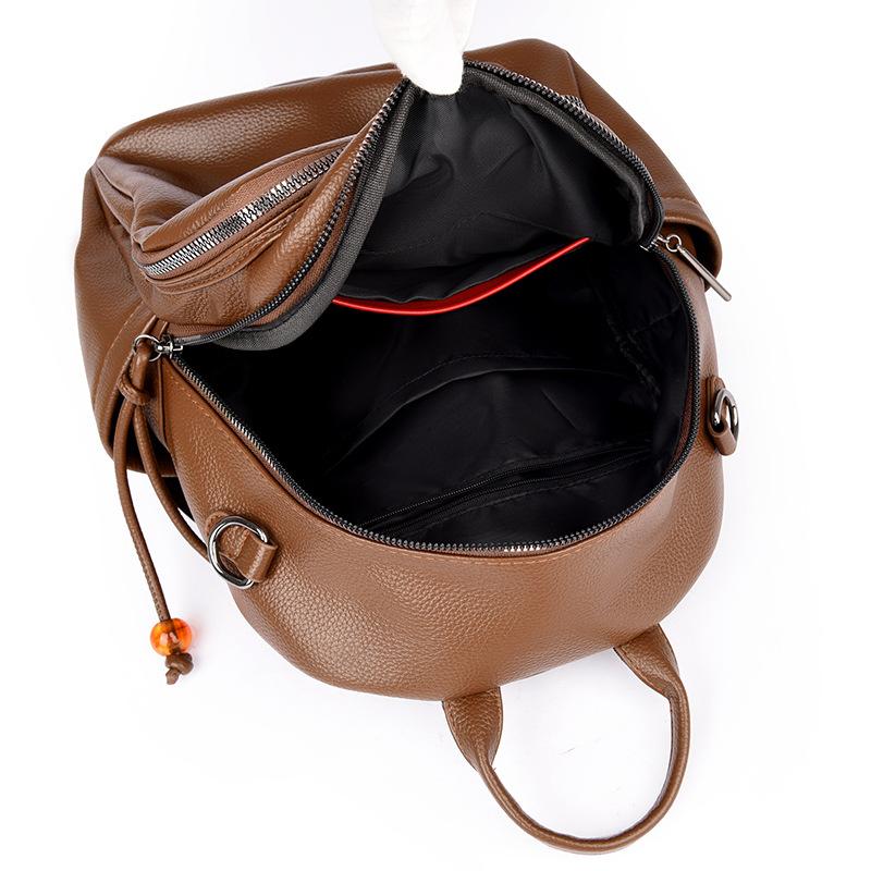 Ryggsäck Damväska Stöldskydd Mode Ryggsäck Mjukt Läder Stor Kapacitet Väska Axelväska