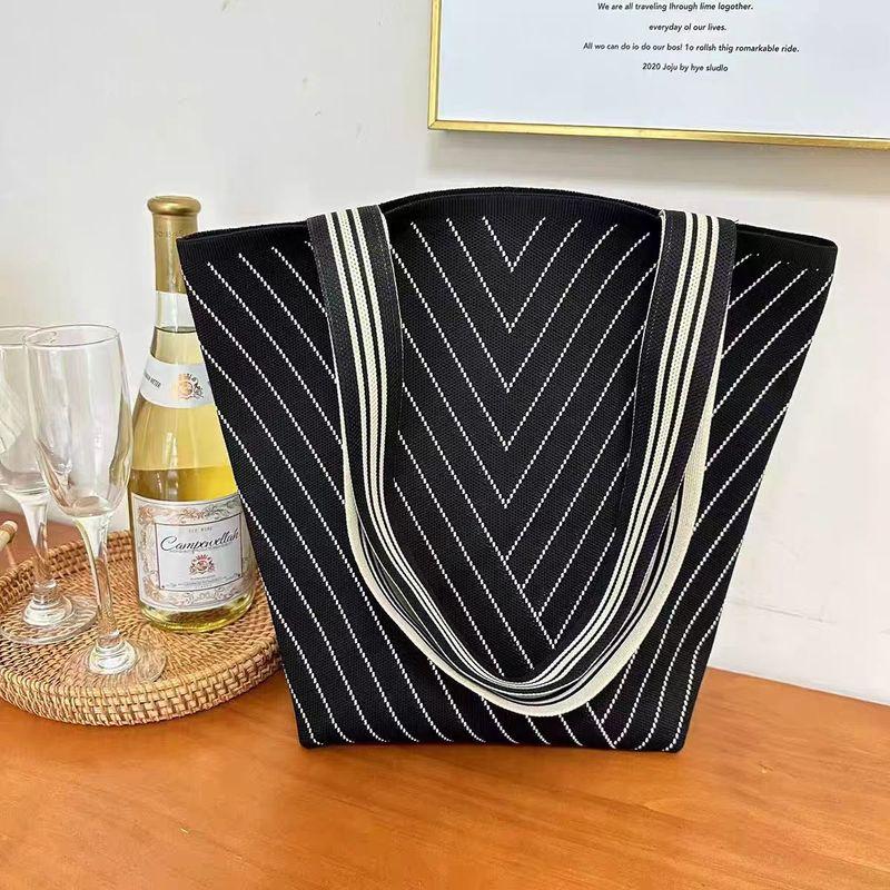 

Women s Bag Niche Style Knitting Shopping Shoulder Bag Patchwork Black