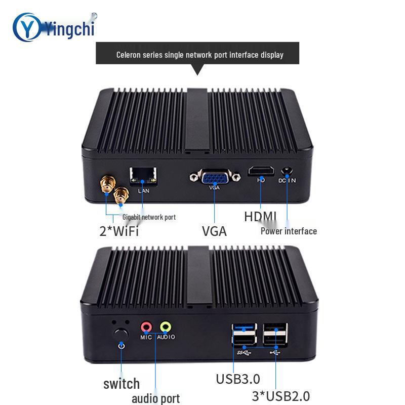 Yingchi Mini Fanless Industrial PC N100/N150 Core i3/i5/i7/J1900