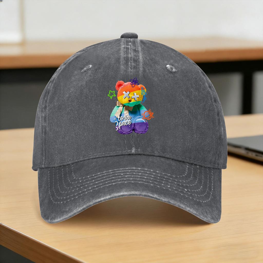 Baseball Cap Teddy Bear Playing Badminton Print Summer Casual Trucker Hat for Young Unisex And Women FeUnisex Unisex