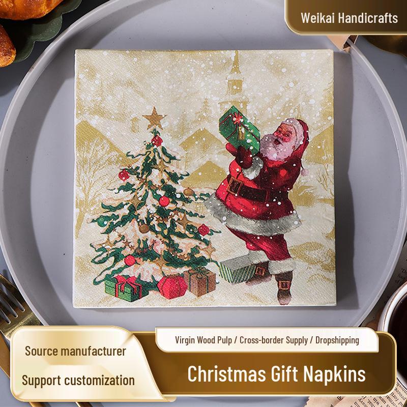 Santa Claus Christmas Tree Decorative Napkins for Festive Parties