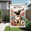 Starlit Patio Spring Summer Floral Pug Dog Garden Flag 12x18 Inch Double Sided Welcome Yard Flag for Outside Small Lawn Porc