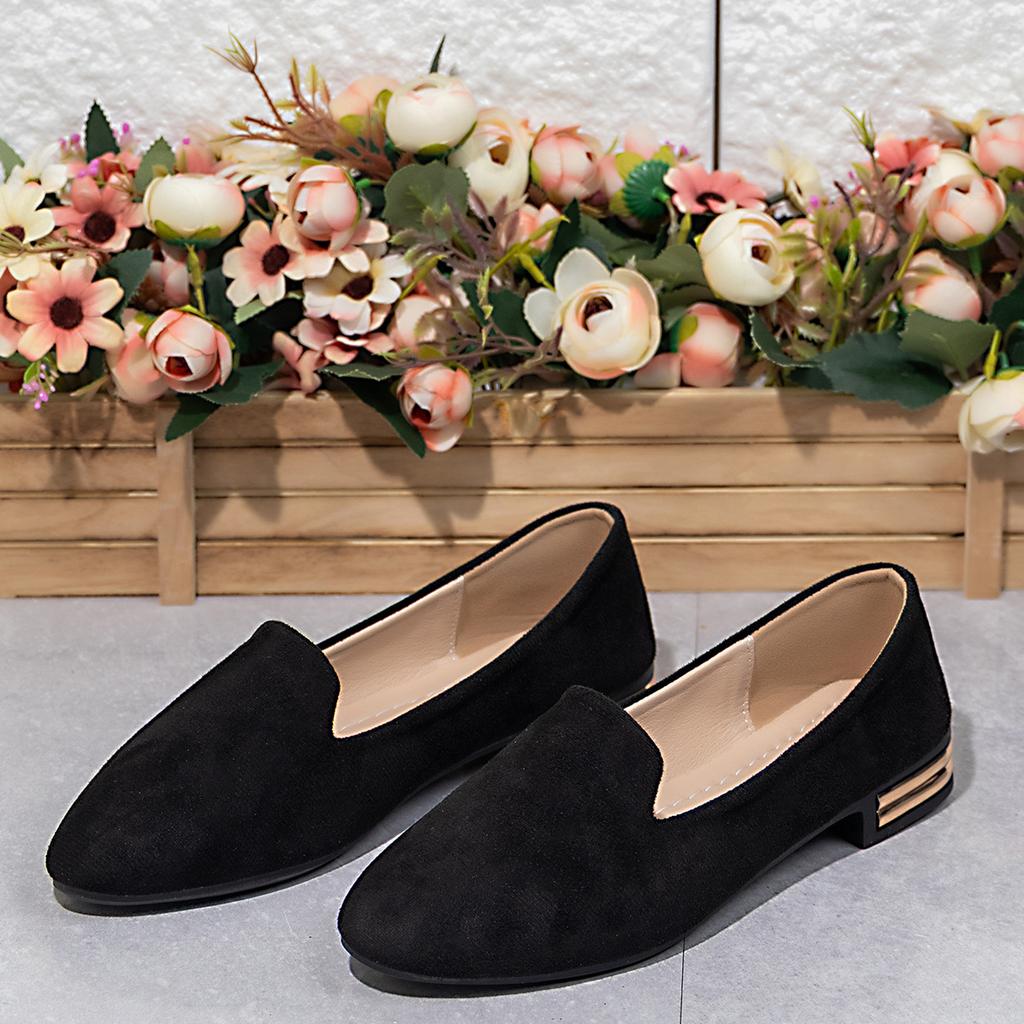 2025 Spring and Autumn New Solid Color Low Heel Suede Women's Light Mouth Casual Shoes Middle-aged Mom Shoes Large Size Women