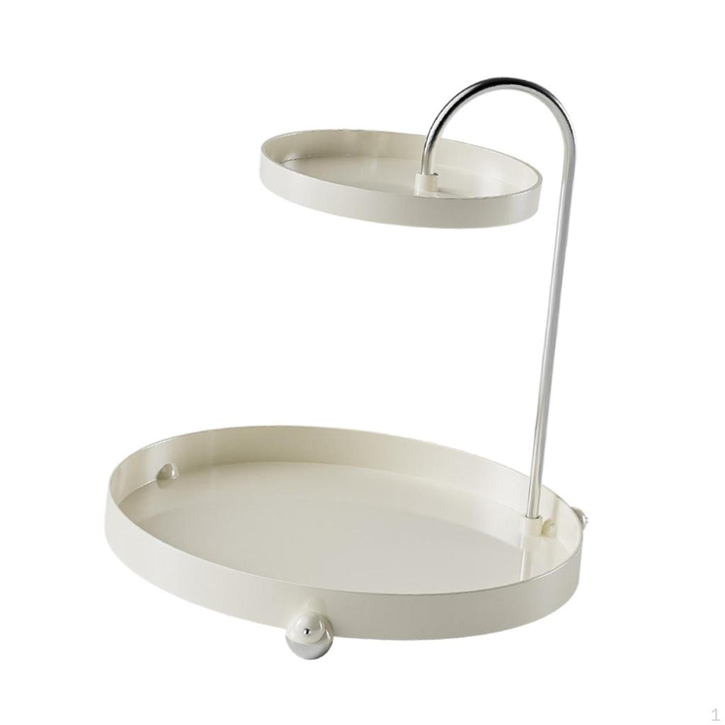 2 Tier Storage Rack, Rotation Perfume Lipstick Tray, Kitchen Organizer for Shower,