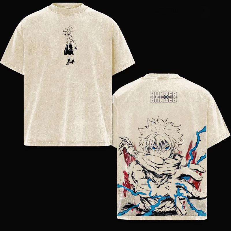 

Аниме футболка Killua Zoldyck HUNTER×HUNTER Графическая футболка Винтажные стираные футболки Мужская одежда Повседневные хлопковые топы с коротким рукавом S бежевый