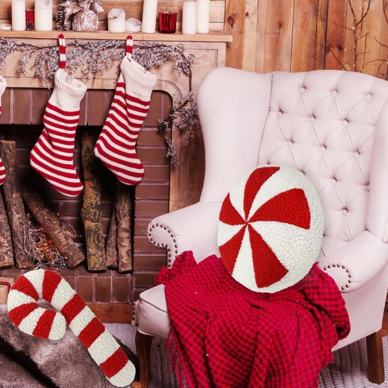 Creative Cushion Christmas Candy Shape Plushie Pillow for Comfort for Home Furnishing Creative Christmas Decoration