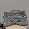Fashion Winter Women Pearl Headband Spiral Double Knitted Wide Hairband Hair Band White Black Warm Headband For Women Girl