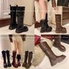 Retro British Style Thick Heel Platform Boots Women's 2025 Autumn and Winter New But Knee Heightening Knight Boots