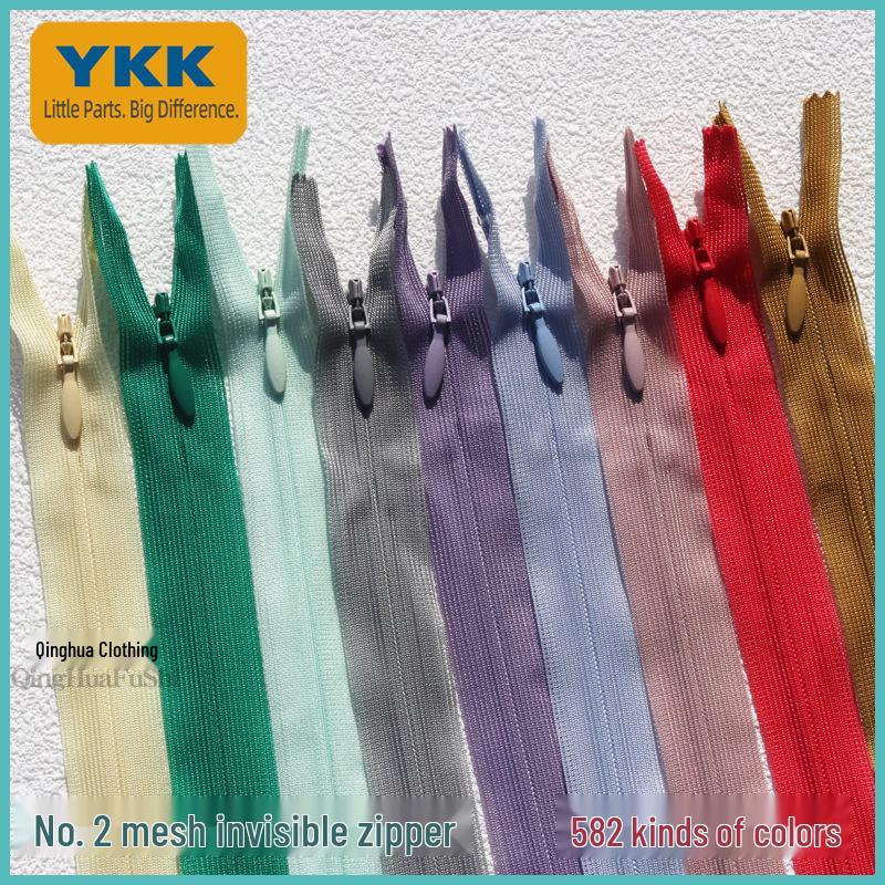 YKK Nr.. 2 Unsichtbare Reißverschlüsse mit Schieber, Geschlossenes Ende, Genähter Rand, Verschiedene Farben für Röcke & Kissen.