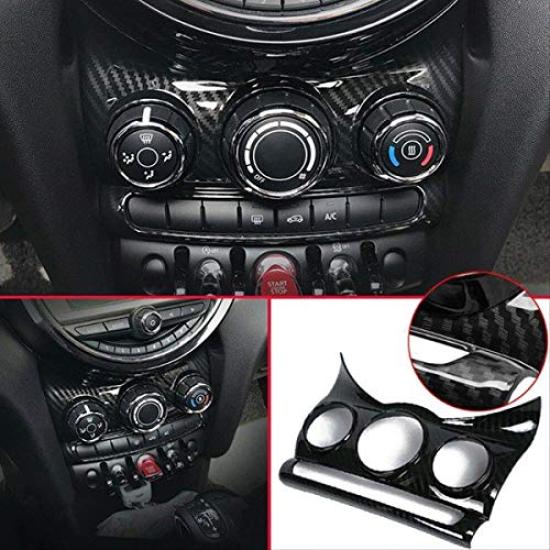Wellvie MINI Air Conditioning Vent Frame ABS Resin Cover Rim for Mini Cooper Parts and Accessories 2014-2018 F55/F56 (Carbon Fiber/1-Piece Set)
